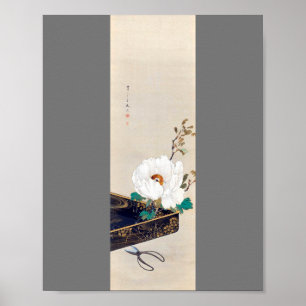 White Peony and Scissors, Watanabe Seitei Poster