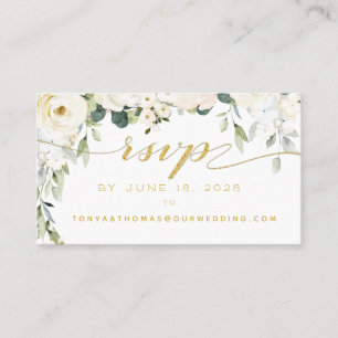 White Peony Epiphany Wedding RSVP Online Card