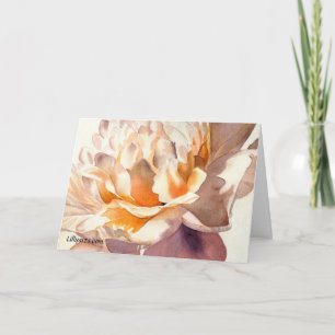 White Peony Fine Art Watercolor Greeting Card