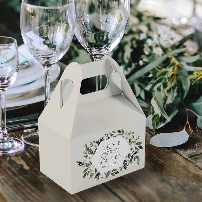 White Peony | Floral Frame "Love is Sweet" Wedding Favour Box (Creator Uploaded)