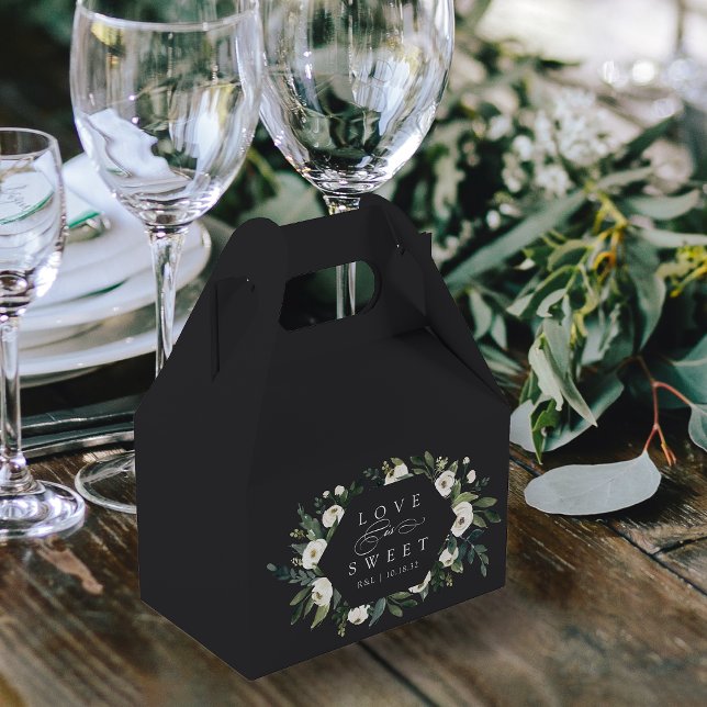 White Peony | Floral Frame "Love is Sweet" Wedding Favour Box (Creator Uploaded)