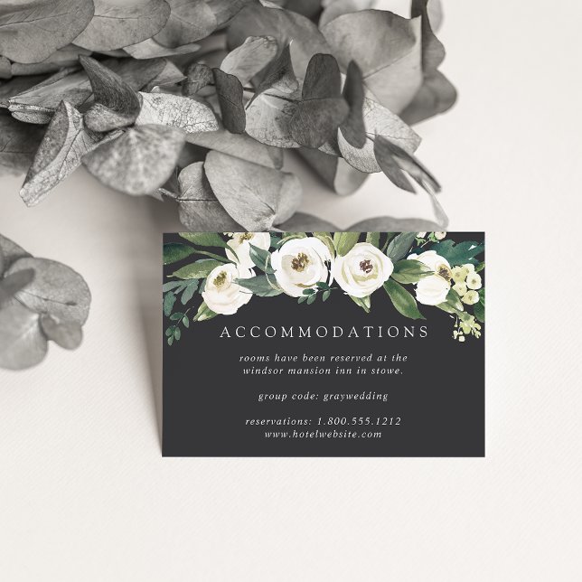 White Peony | Floral Wedding Hotel Accommodations Enclosure Card (Creator Uploaded)