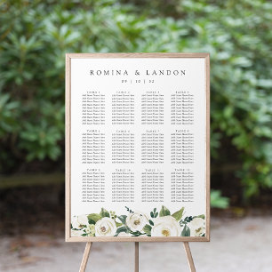 White Peony   Floral Wedding Seating Chart