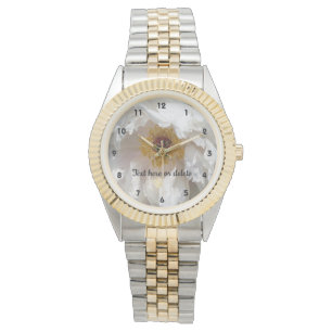 White Peony Flower Petals With Pollen Personalised Watch