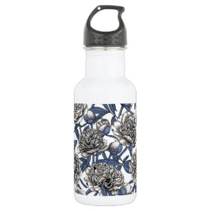 White peony flowers 532 ml water bottle