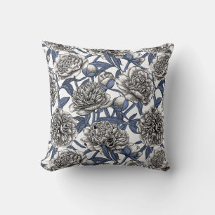 White peony flowers cushion