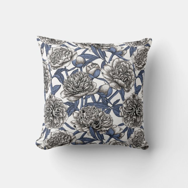 White peony flowers cushion (Front)