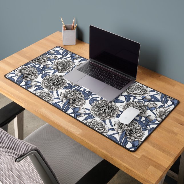 White peony flowers desk mat (Office 2)