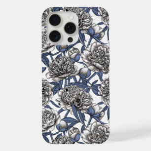 White peony flowers iPhone 15 pro max case