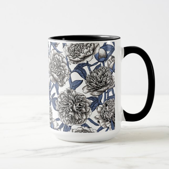 White peony flowers mug (Right)
