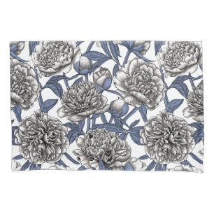 White peony flowers pillowcase