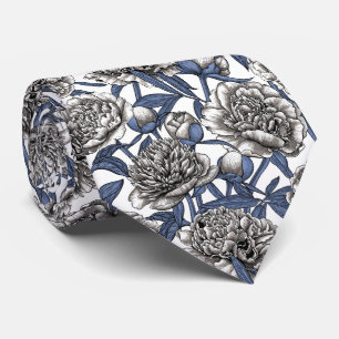 White peony flowers tie