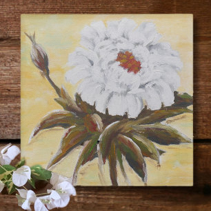 White Peony Glass Coaster