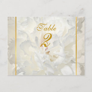 White peony Golden Wedding table number card