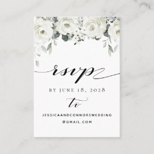 White Peony Greenery Online RSVP Details Card