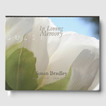 White Peony In Loving Memory Funeral Guest Book