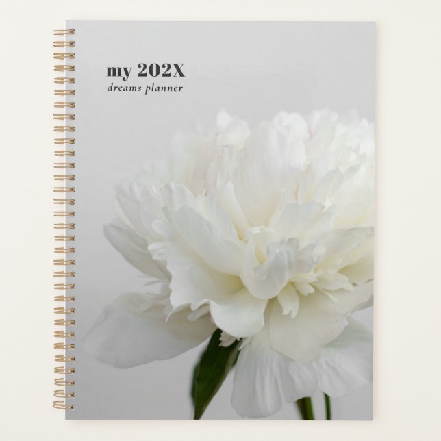 White Peony Minimalist Planner (Front)