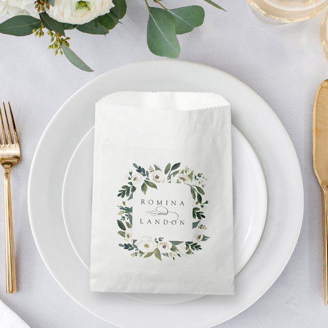 White Peony | Personalised Floral Frame Wedding Favour Bag (Creator Uploaded)