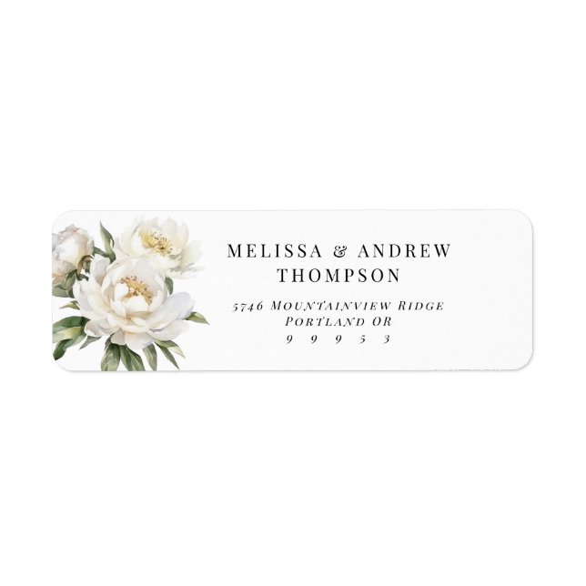 White Peony Return Address  Label (Front)