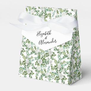 White Peony & Rose Floral Wedding Favour Box