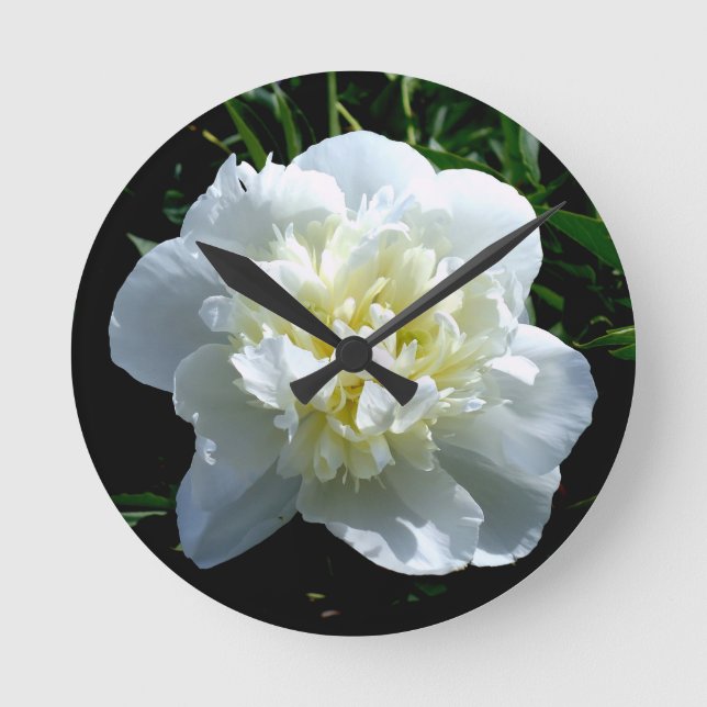 White peony round clock (Front)