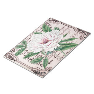 White Peony Script Notepad