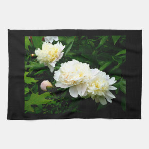 White Peony Trio Tea Towel