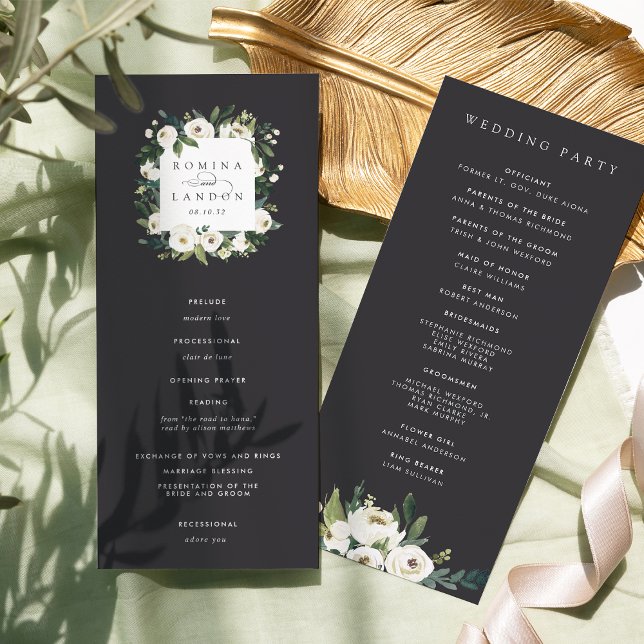 White Peony | Watercolor Floral Frame Wedding Program (Creator Uploaded)