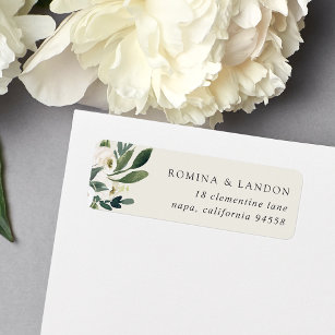 White Peony   Watercolor Floral Return Address Return Address Label