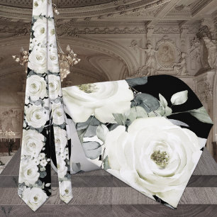 White Peony Wedding Black Tie