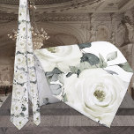 White Peony Wedding Tie<br><div class="desc">Neck Ties for Tuxedo Royale by Leonbience. This tie features a white background with watercolor painted eucalyptus greenery.</div>