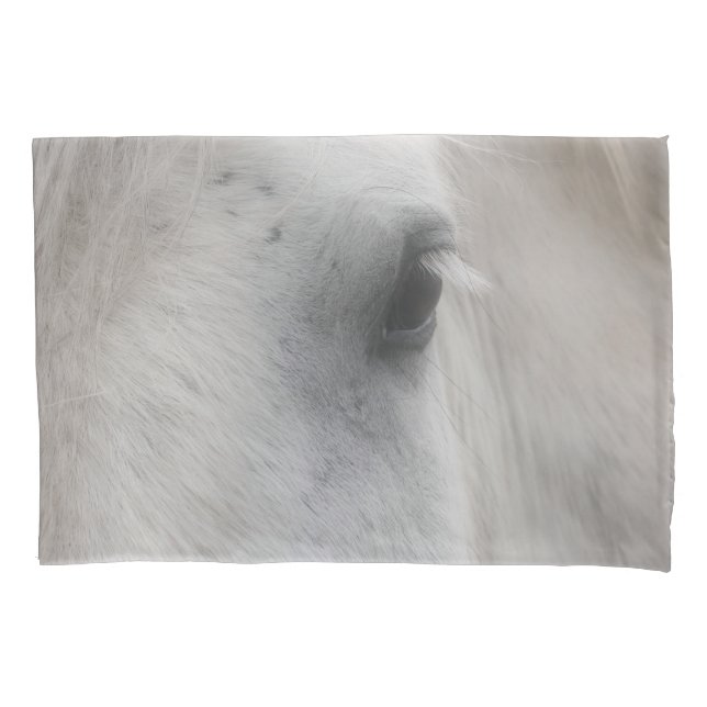 White Percheron Horse Eye  Pillowcase (Front)