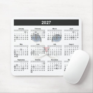 White Persian 2027 Calendar Mouse Pad