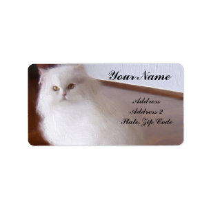 White Persian Cat Address Labels