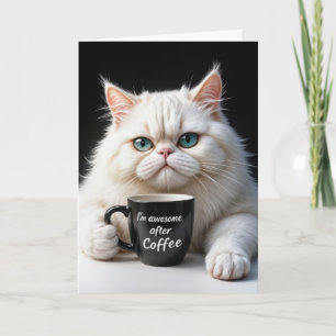 White Persian Cat Birthday Humour Card