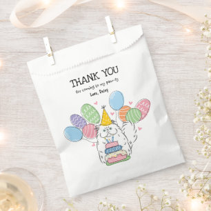 White Persian Cat Birthday Thank You Favour Bag