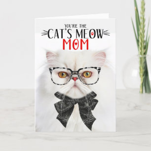 White Persian Cat for Mum on Mother's Day Holiday Card