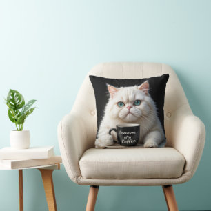 White Persian Cat Humour Cushion