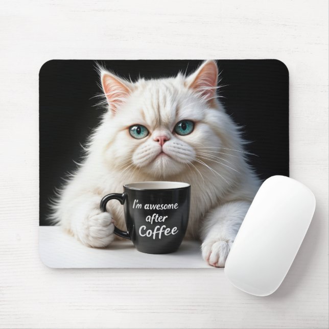 White Persian Cat Humour Mouse Pad (With Mouse)
