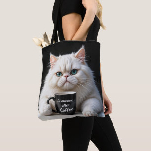White Persian Cat Humour Tote Bag