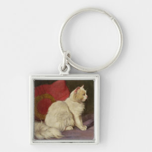 White Persian Cat Key Ring