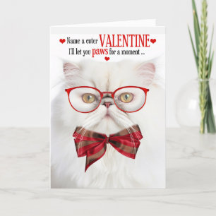 White Persian Cat Lover Valentine Feline Humour Holiday Card