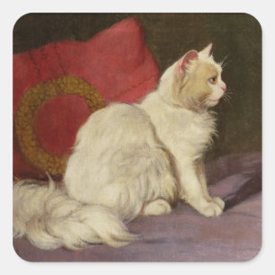 White Persian Cat Square Sticker
