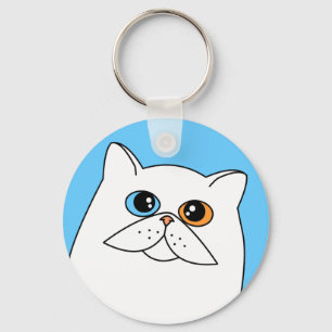 White Persian Cat w/ Odd Eyes Key Ring