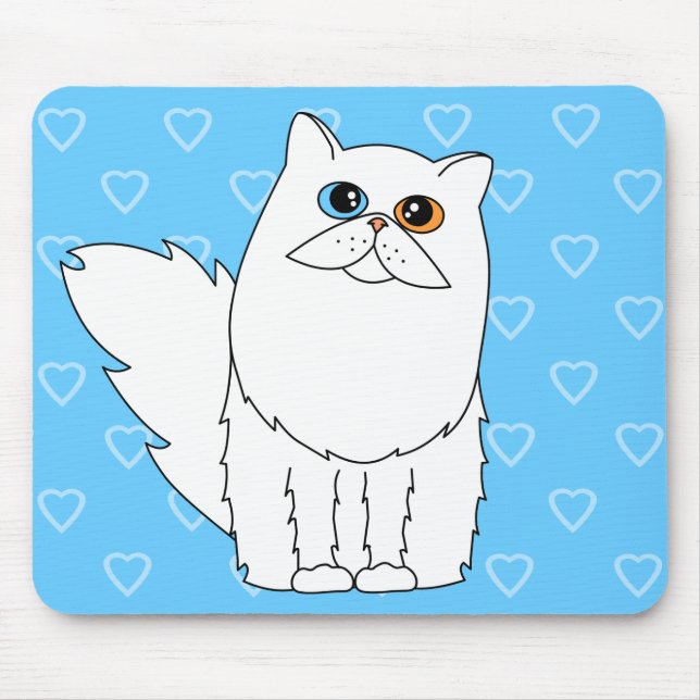 White Persian Cat w/ Odd Eyes Mouse Pad (Front)