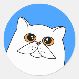 White Persian Cat w/ Orange Eyes Stickers