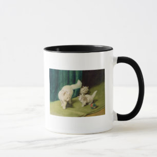 White Persian Cat with Two Kittens Mug