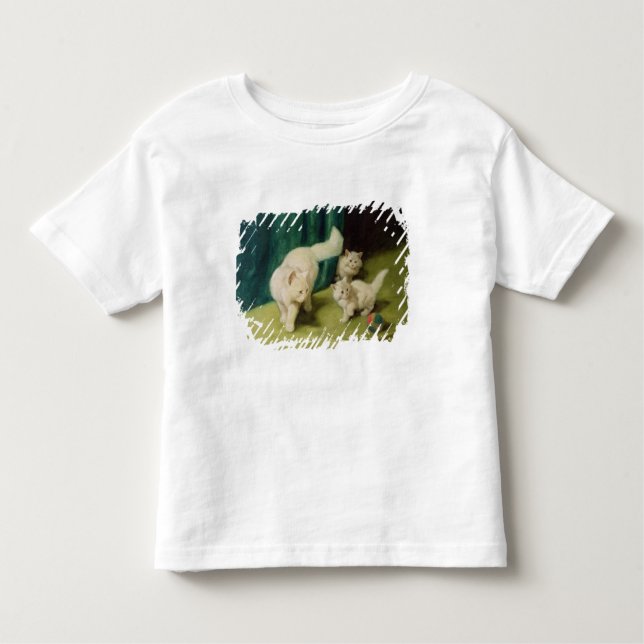 White Persian Cat with Two Kittens Toddler T-Shirt (Front)