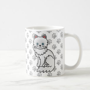 White Persian Cute Cartoon Cat Illustration Coffee Mug