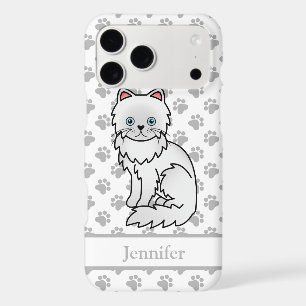 White Persian Cute Cartoon Cat & Name